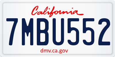 CA license plate 7MBU552