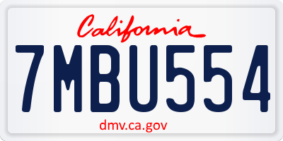 CA license plate 7MBU554