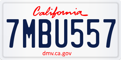 CA license plate 7MBU557