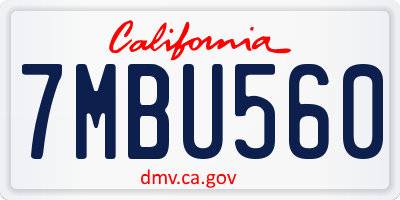 CA license plate 7MBU560