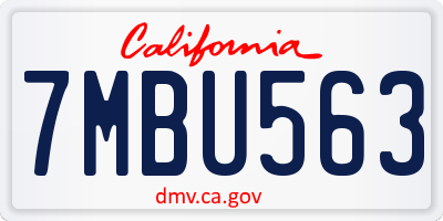 CA license plate 7MBU563