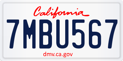 CA license plate 7MBU567