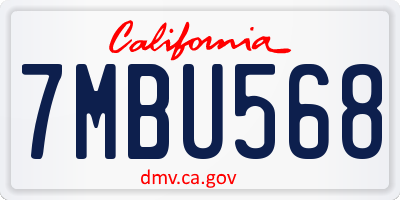 CA license plate 7MBU568