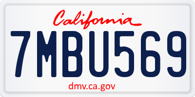 CA license plate 7MBU569