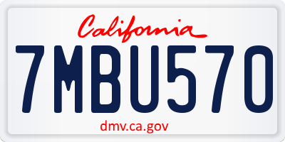CA license plate 7MBU570