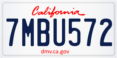 CA license plate 7MBU572