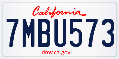 CA license plate 7MBU573