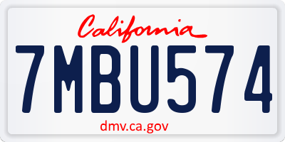 CA license plate 7MBU574