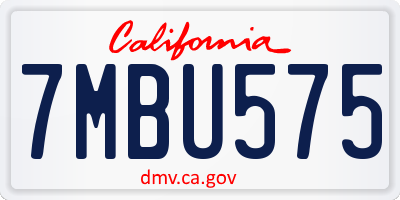 CA license plate 7MBU575