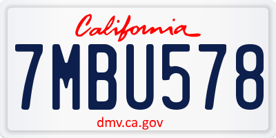 CA license plate 7MBU578