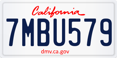 CA license plate 7MBU579