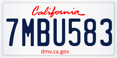 CA license plate 7MBU583