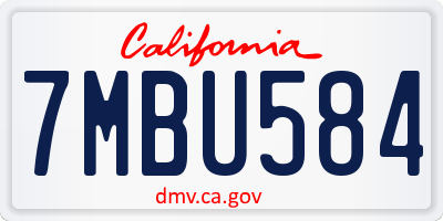 CA license plate 7MBU584