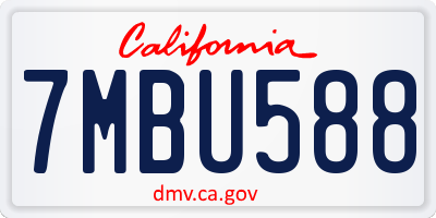 CA license plate 7MBU588