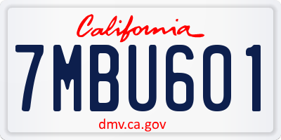 CA license plate 7MBU601