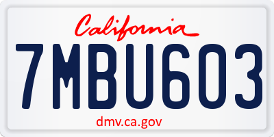 CA license plate 7MBU603