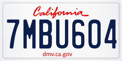 CA license plate 7MBU604
