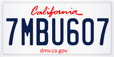CA license plate 7MBU607