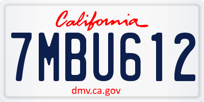 CA license plate 7MBU612