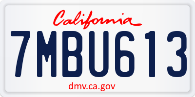 CA license plate 7MBU613