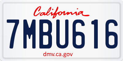 CA license plate 7MBU616