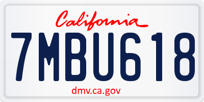 CA license plate 7MBU618