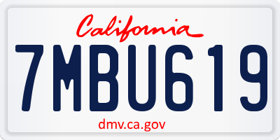 CA license plate 7MBU619