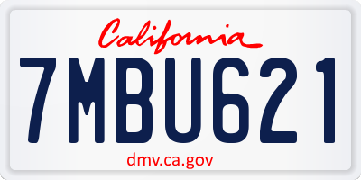 CA license plate 7MBU621