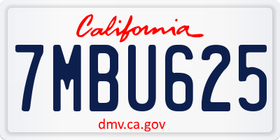 CA license plate 7MBU625