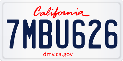 CA license plate 7MBU626