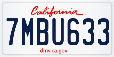 CA license plate 7MBU633