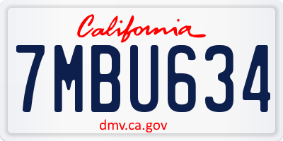 CA license plate 7MBU634