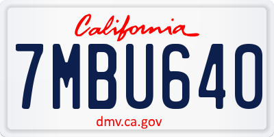 CA license plate 7MBU640