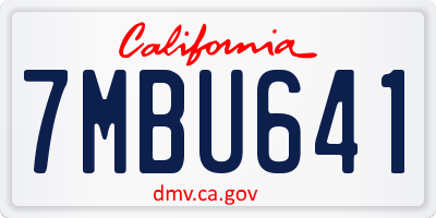 CA license plate 7MBU641