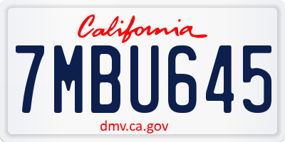 CA license plate 7MBU645