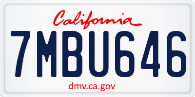 CA license plate 7MBU646