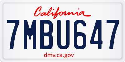 CA license plate 7MBU647