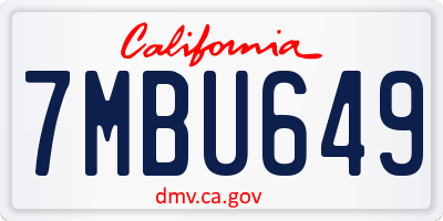 CA license plate 7MBU649