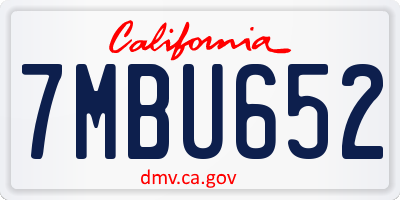 CA license plate 7MBU652