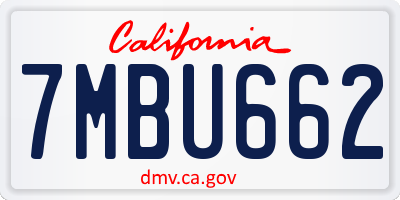 CA license plate 7MBU662