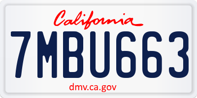 CA license plate 7MBU663