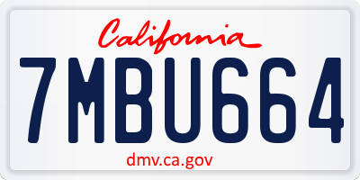 CA license plate 7MBU664