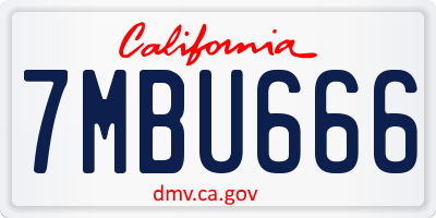 CA license plate 7MBU666