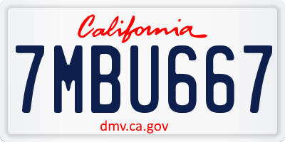 CA license plate 7MBU667