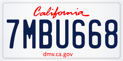 CA license plate 7MBU668