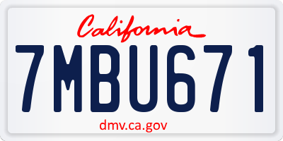 CA license plate 7MBU671
