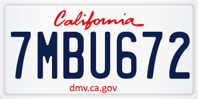CA license plate 7MBU672