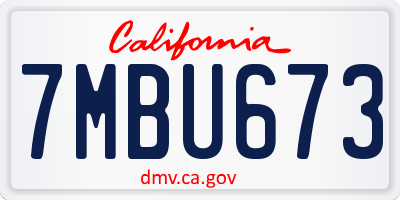 CA license plate 7MBU673