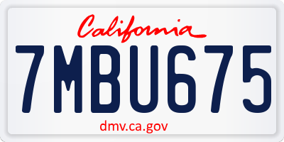 CA license plate 7MBU675