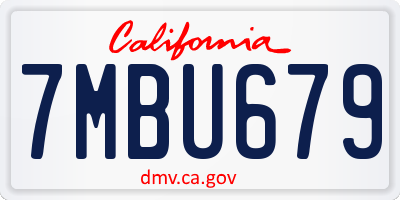 CA license plate 7MBU679